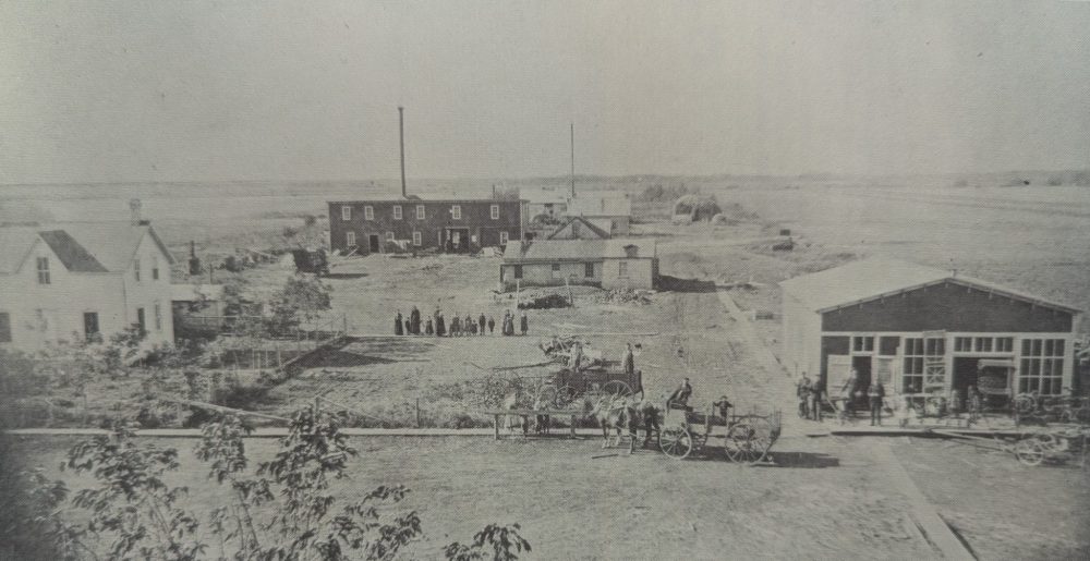 Courtesy of Abe Warkentin, Reflections on our Heritage
A. S. Friesen & Sons store and mechanical shop. The building on the right is J. R. Friesen’s implement shop, built in 1903.