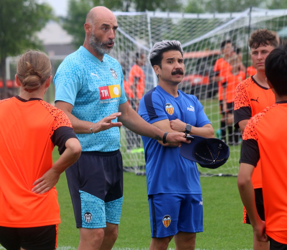 Cristian Castells coaches a youth team for Valencia CF in Spain. He is in Steinbach this week helping run a camp for the La Liga club. (Cassidy Dankochik The Carillon)