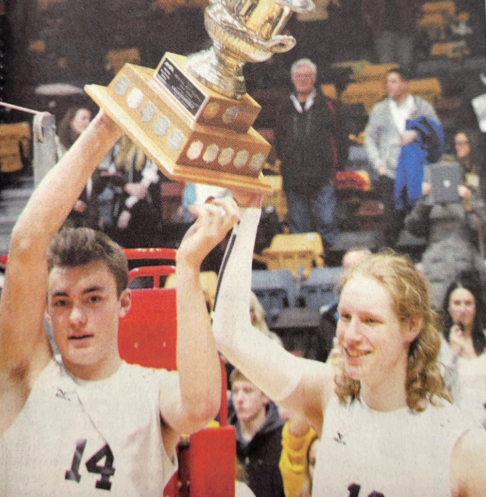 Eric Loeppky was a key cog for Steinbach as they captured the school's first-ever Manitoba High Schools Athletic Association 'AAAA' banner in 2014. Loeppky (left) captained the team alongside Mackenzie Hildebrand. (Terry Frey Carillon Archives)