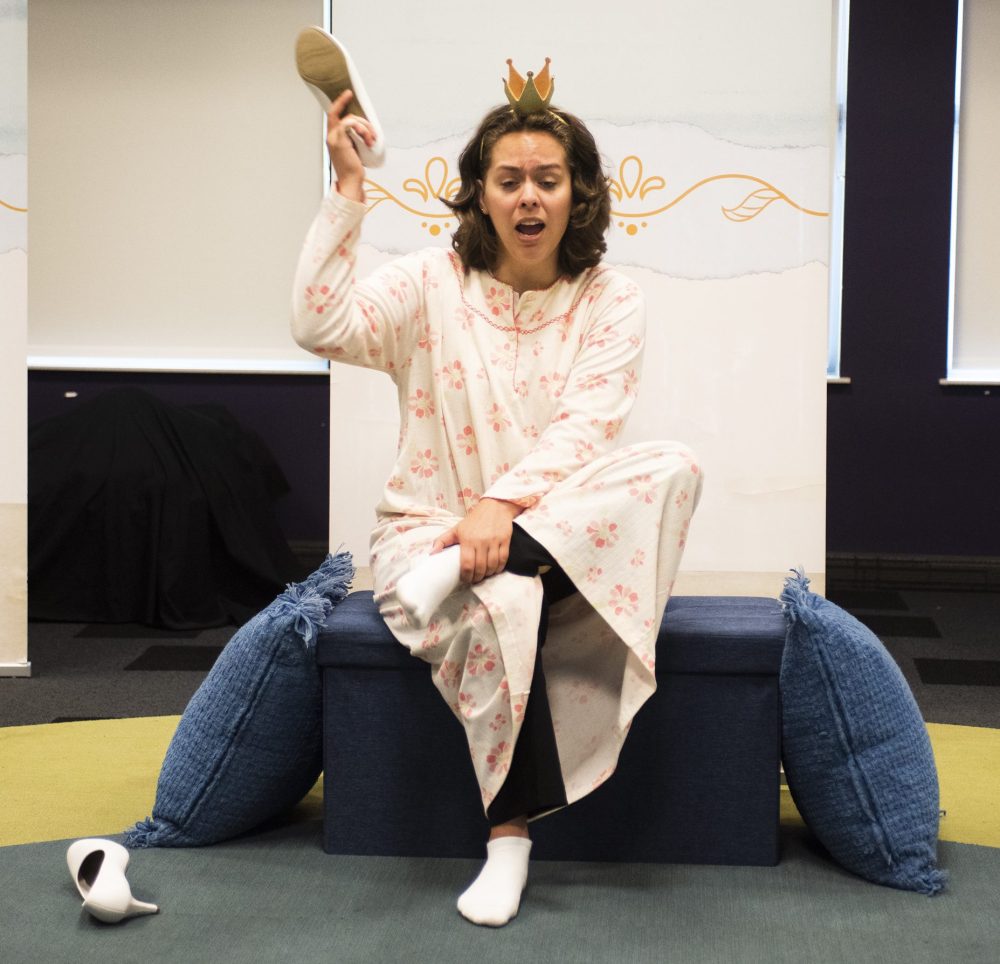 SVJETLANA MLINAREVIC THE CARILLON
Manitoba Underground Opera performed its new children’s opera Playtime for an audience at Jake Epp Library on Aug. 24, 2024. Here singer Melanie Dupuis plays a princess who needs the help of Anna, a little girl who hates math, played by Sonia Campbell.