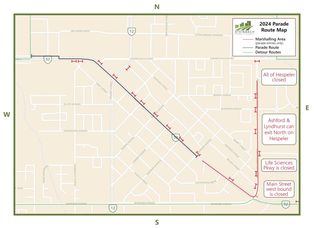 SUPPLIED
This year’s parade route will cross Highway 12 instead of turning north at the intersection with Main Street.