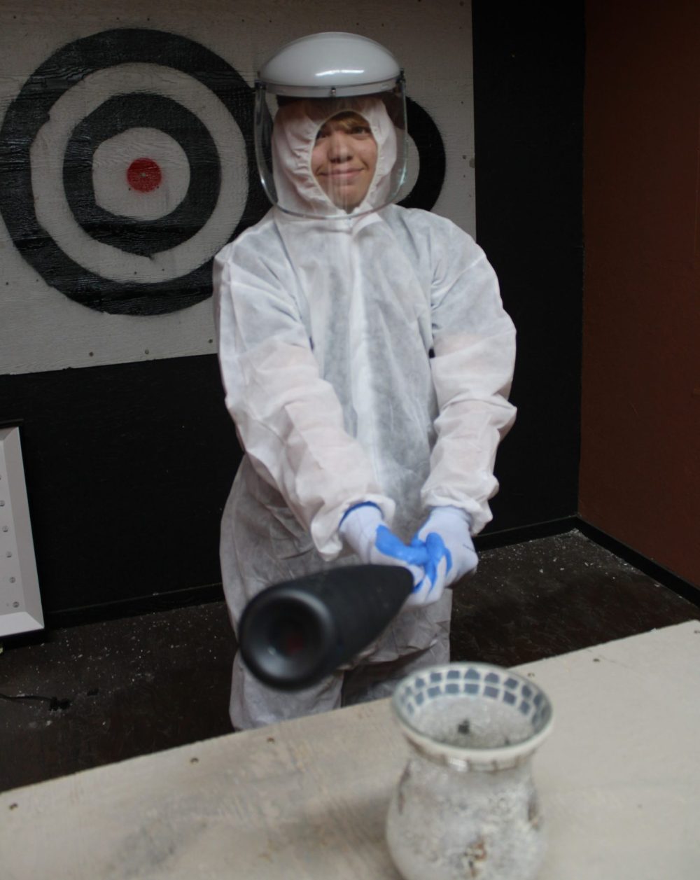 GREG VANDERMEULEN THE CARILLON
Zakery Williams models the protective garb issued to rage room users as he prepares to start smashing.
