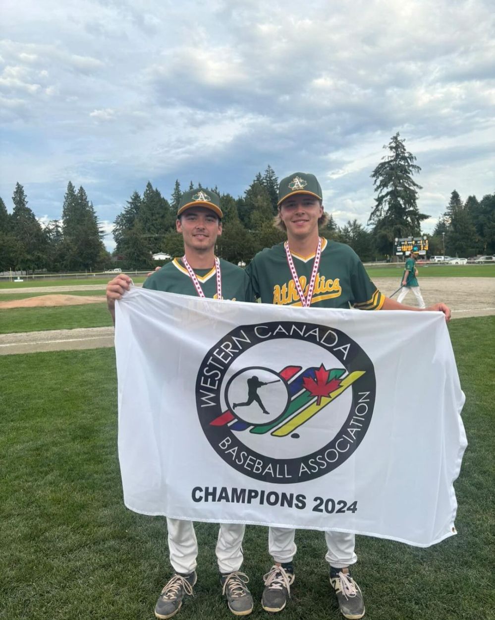 A pair of junior Carillon Sultans, Linden Meilleur and Cedric Lagasse, headed out west with the West Winnipeg A’s of the Winnipeg Senior Baseball League, winning a gold medal at senior Westerns. (Carillon Sultans Instagram)