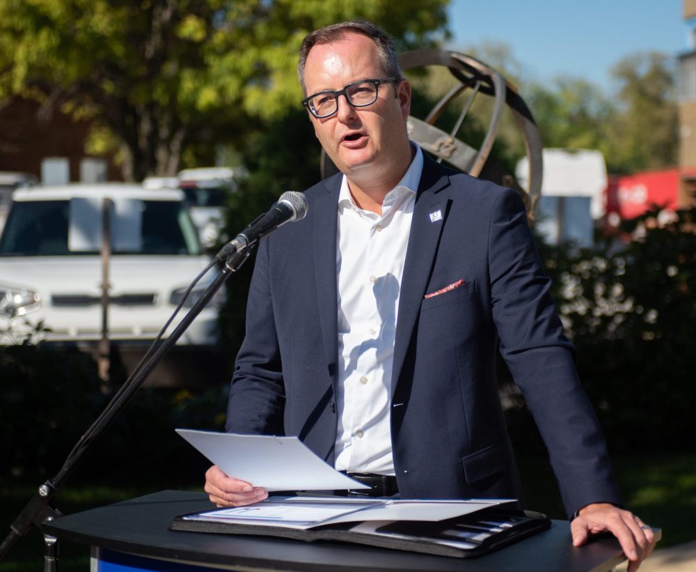 SVJETLANA MLINAREVIC THE CARILLON
Bethesda Foundation chair Chris Goertzen speaks at the re-launching of the Caring Together campaign which has a goal of collecting $22 million for Phase 1 and 2 builds at Bethesda Regional Health Centre.