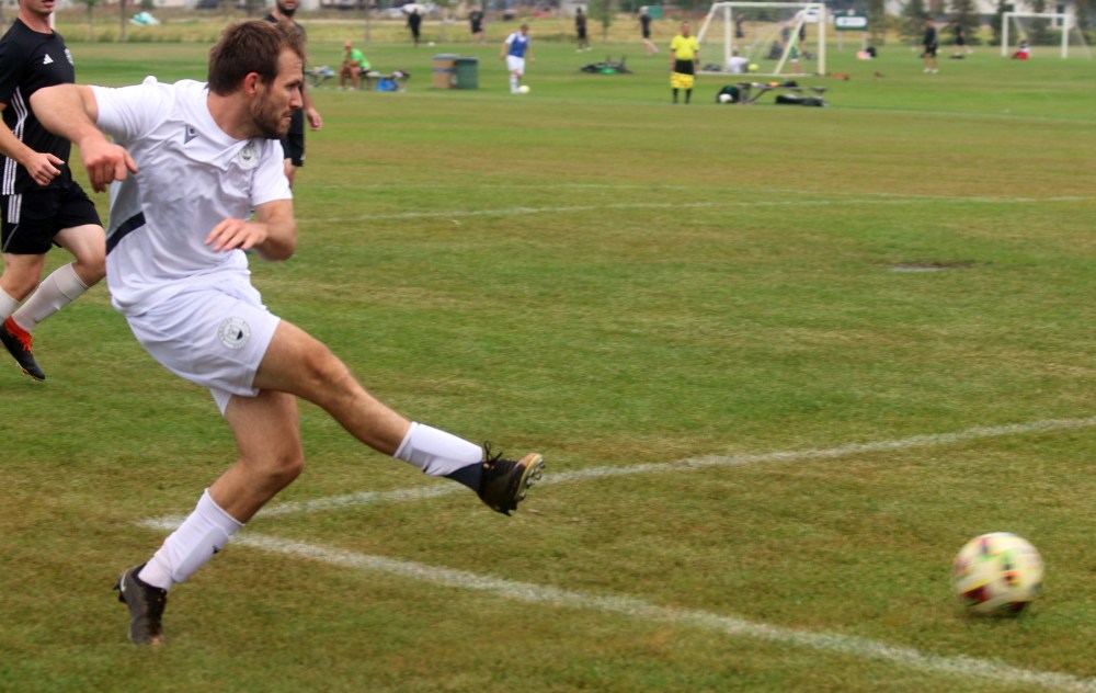 The Hanover Kickers and Niverville Force drew 2-2 in MMSL action at Steinbach Soccer Park Sept. 11. (Cassidy Dankochik The Carillon)