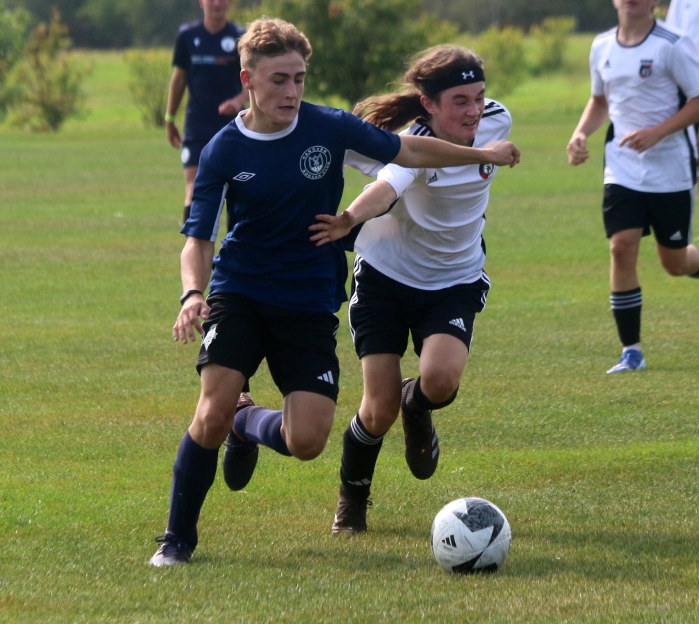 A Hanover team takes on Winnipeg competition in the a WYSA game in Steinbach Sept. 8. (Cassidy Dankochik The Carillon)
