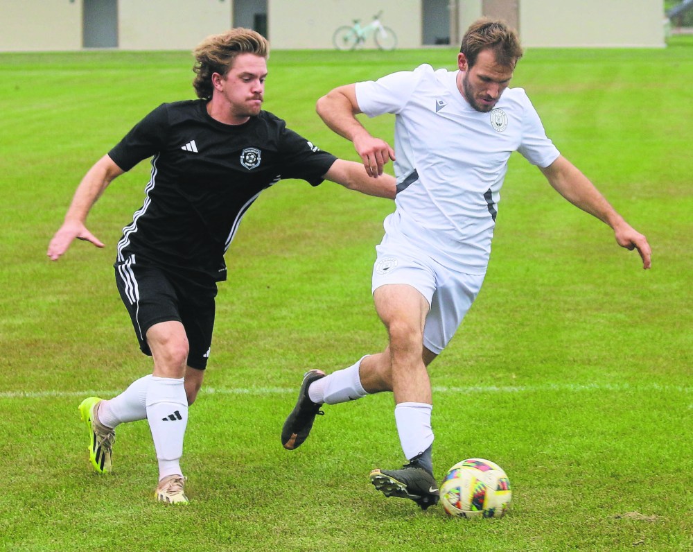 Dennis Fuss lifted Steinbach into the lead, with a great strike after a strong run up the right side of the pitch. (Cassidy Dankochik The Carillon)