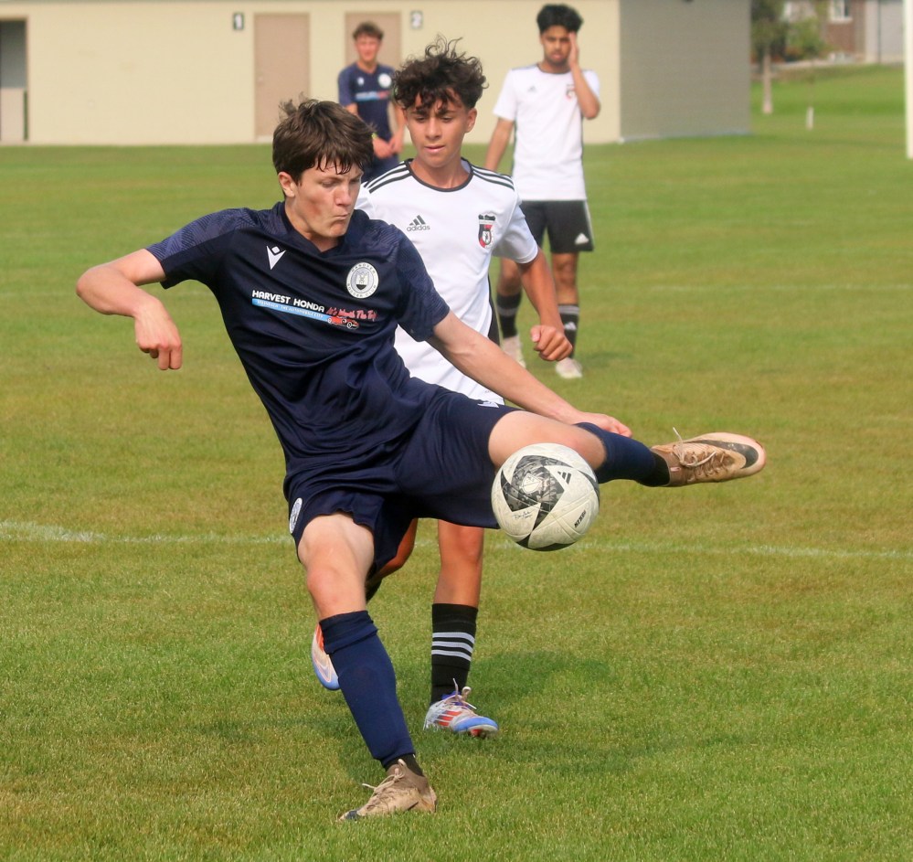A Hanover team takes on Winnipeg competition in the a WYSA game in Steinbach Sept. 8. (Cassidy Dankochik The Carillon)