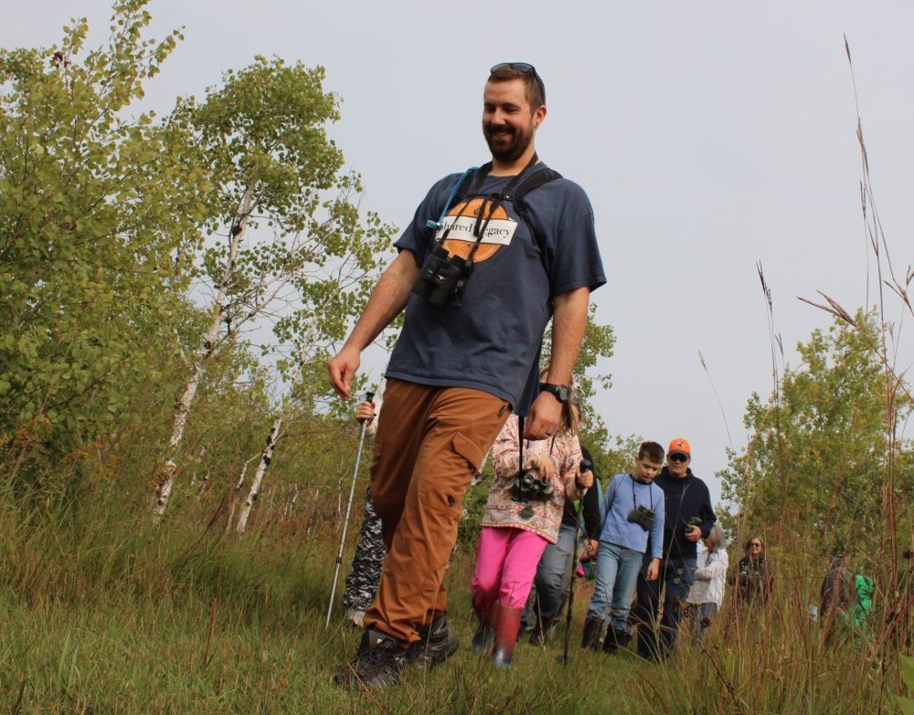 GREG VANDERMEULEN THE CARILLON
Norm Gregoire (Nature Norm) leads a hike on Sept. 7 at the Agassiz Interpretive Trail.