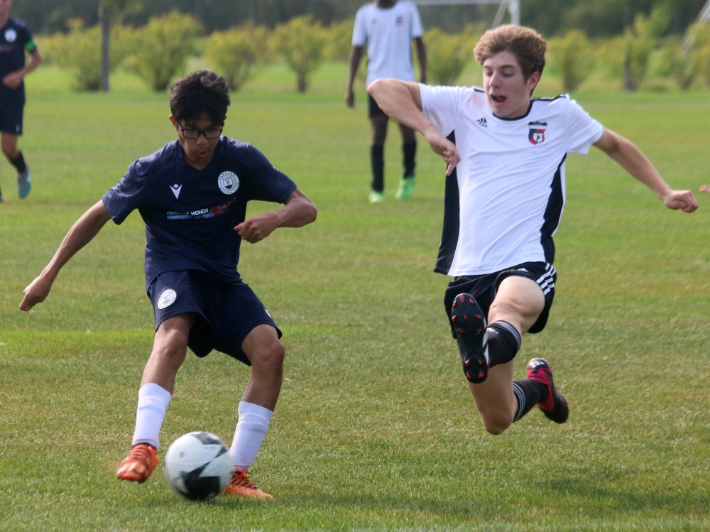 A Hanover team takes on Winnipeg competition in the a WYSA game in Steinbach Sept. 8. (Cassidy Dankochik The Carillon)