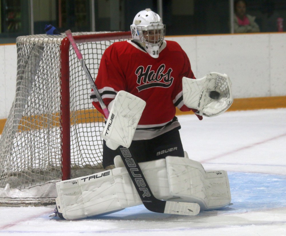 Aspiring La Broquerie Habs junior B players took to the ice in Steinbach for the final session of the team's open tryouts Sept. 7. (Cassidy Dankochik The Carillon)