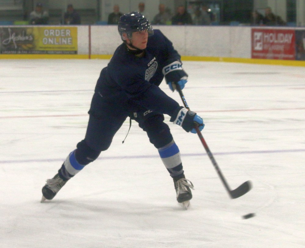 The Niverville Nighthawks edged by the Steinbach Pistons 5-4 in Manitoba Junior Hockey League action Sept 8 inside the Niverville Resource and Rec Centre. (Cassidy Dankochik The Carillon)