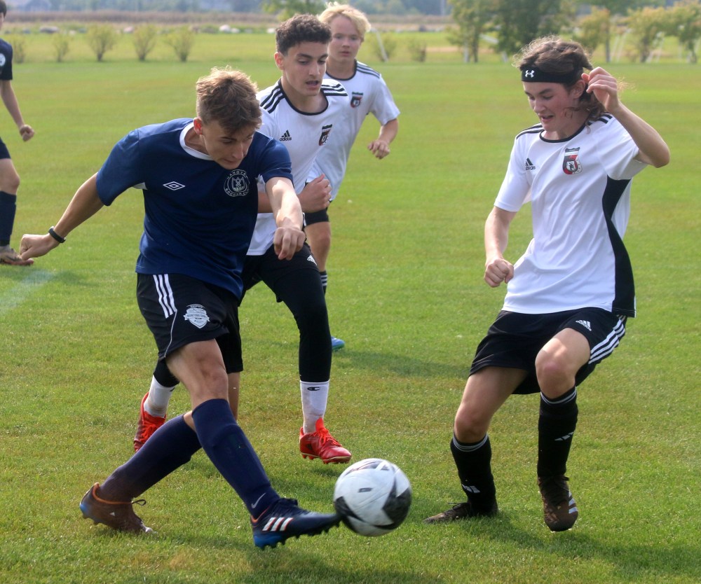 A Hanover team takes on Winnipeg competition in the a WYSA game in Steinbach Sept. 8. (Cassidy Dankochik The Carillon)