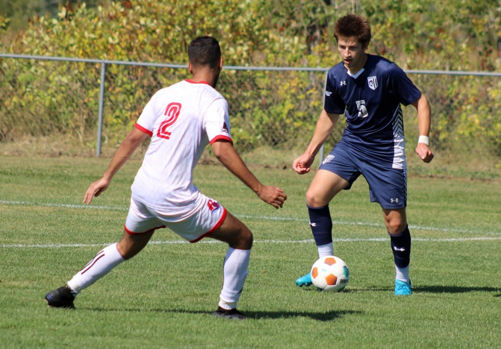 The Providence men's soccer team fell to the University of St Boniface on their home opener weekend Sept. 15. (Greg Vandermeulen The Carillon)