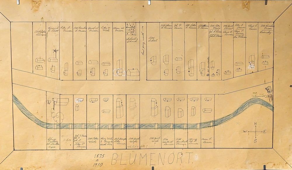 Mennonite Heritage Village
A map of Blumenort, author and date unknown.