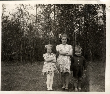 Rosengard children enjoying fall weather, ca 1948.