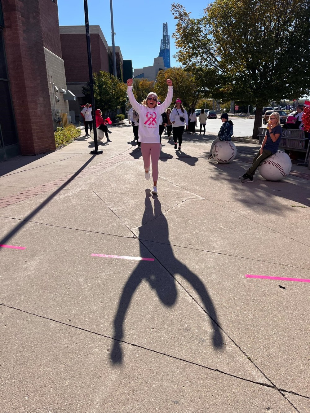 SUPPLIED
Michelle Wreggit cheers towards the finish line.