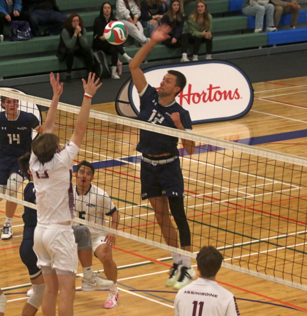 Both of Providence's volleyball teams came away with straight sets victories over Assiniboine in their Manitoba league opener. (Cassidy Dankochik The Carillon)