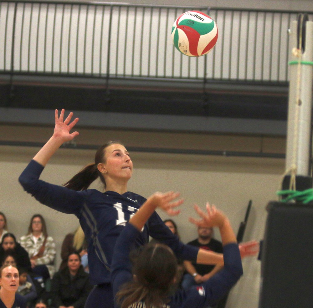 Both of Providence's volleyball teams came away with straight sets victories over Assiniboine in their Manitoba league opener. (Cassidy Dankochik The Carillon)