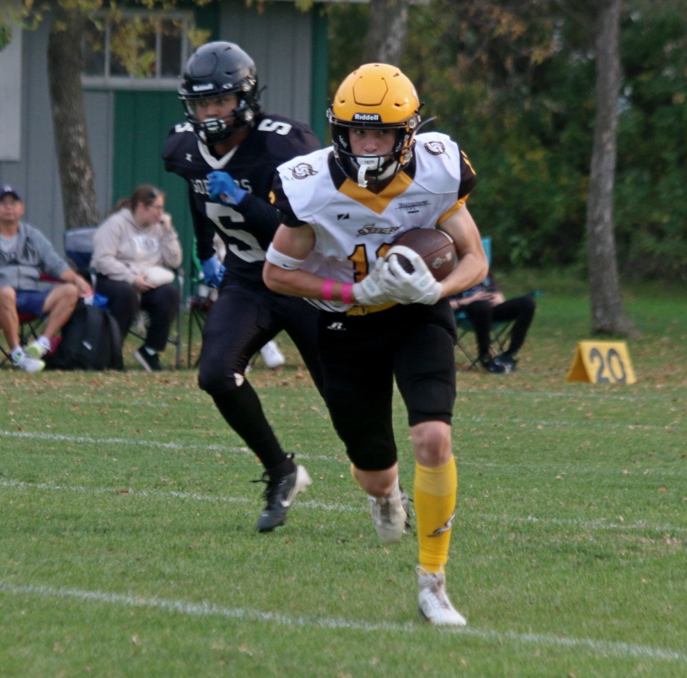 The SRSS Sabres defeated Garden City 60-20 in a Winnipeg High School Football League game Oct. 10 in Steinbach. (Cassidy Dankochik The Carillon)