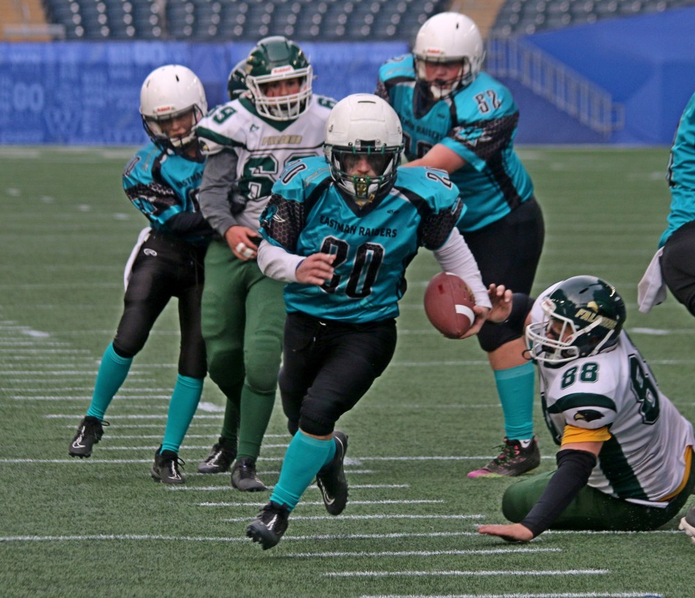 The U16 Eastman Raiders scored 12 touchdowns to win the program's first Manitoba Minor Football Association championship. (Cassidy Dankochik The Carillon)