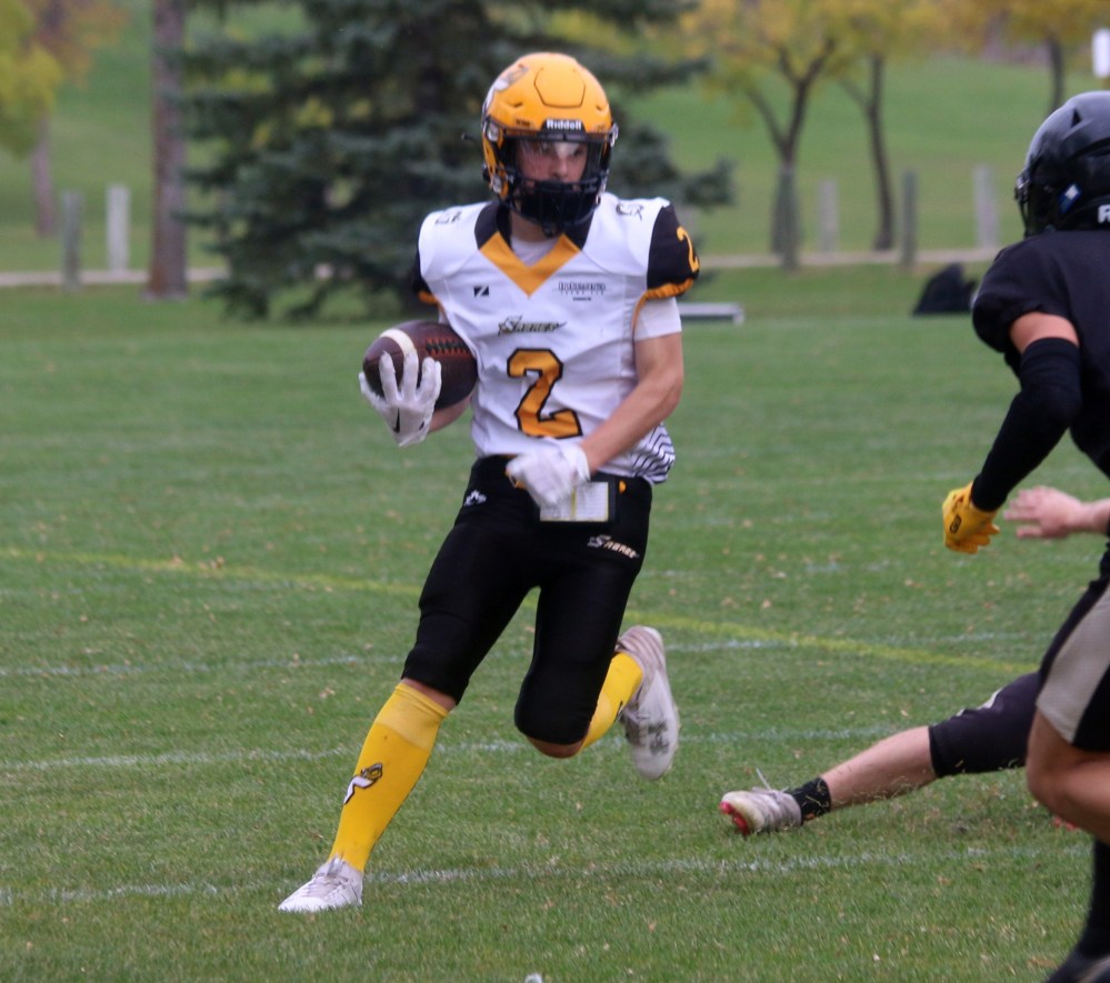 The SRSS Sabres defeated Garden City 60-20 in a Winnipeg High School Football League game Oct. 10 in Steinbach. (Cassidy Dankochik The Carillon)