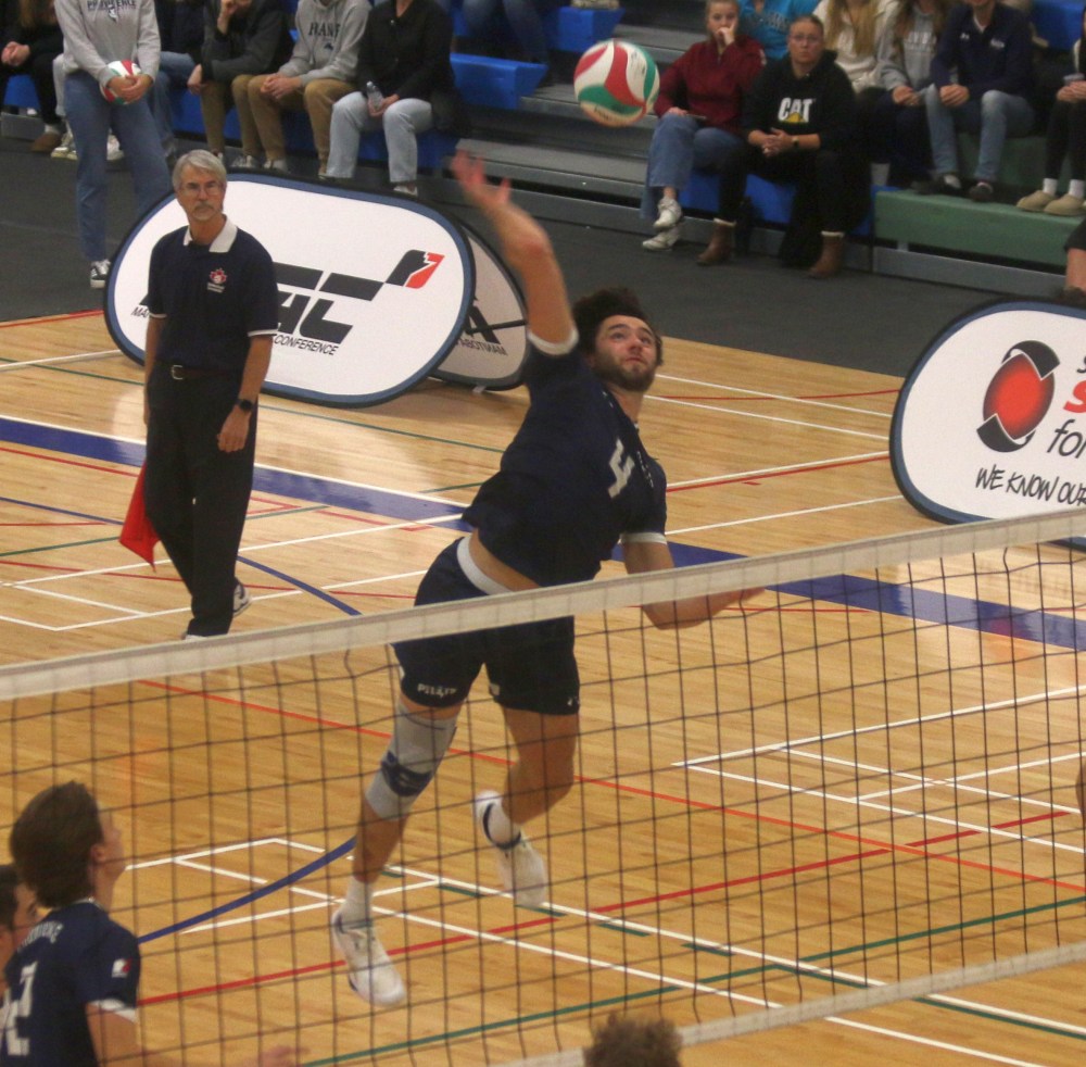 Both of Providence's volleyball teams came away with straight sets victories over Assiniboine in their Manitoba league opener. (Cassidy Dankochik The Carillon)