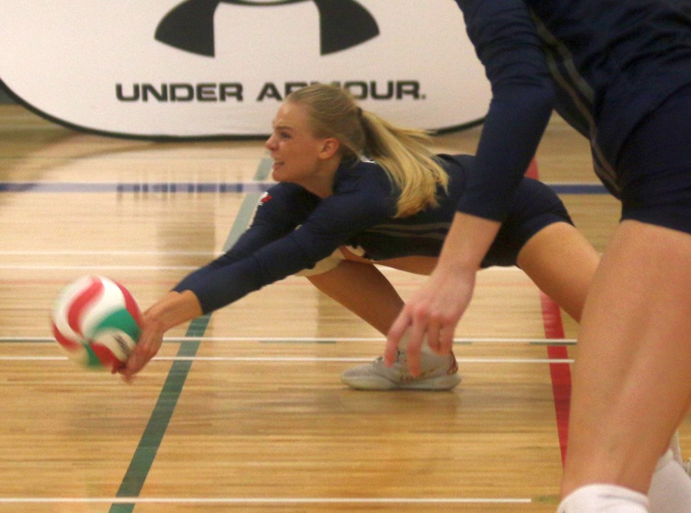 Both of Providence's volleyball teams came away with straight sets victories over Assiniboine in their Manitoba league opener. (Cassidy Dankochik The Carillon)