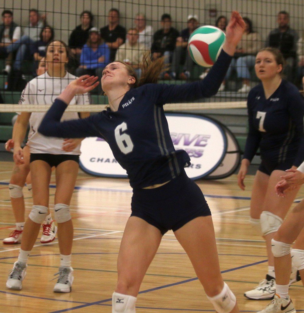 Both of Providence's volleyball teams came away with straight sets victories over Assiniboine in their Manitoba league opener. (Cassidy Dankochik The Carillon)