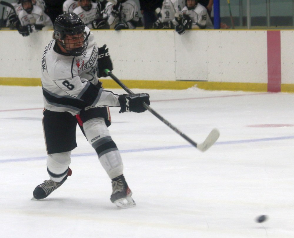 Kasen Mateychuk was one of few returning players for the Eastman Selects U18 AAA team this season, and is hoping to captain the team to success. He certainly looked good Sept. 27, notching a highlight-reel goal and two assists in a 6-1 victory. (Cassidy Dankochik The Carillon)
