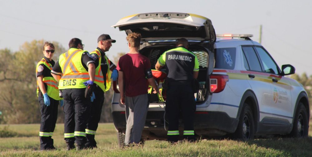GREG VANDERMEULEN THE CARILLON
Injuries resulting from a crash on Highway 12 at the intersection of Provincial Road 311 on Sept. 26 did not appear to be life threatening according to RCMP.
