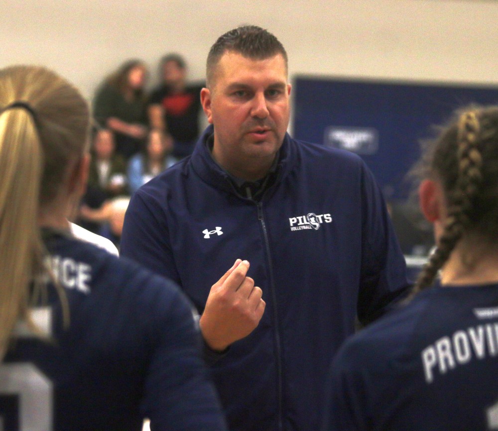 Both of Providence's volleyball teams came away with straight sets victories over Assiniboine in their Manitoba league opener. (Cassidy Dankochik The Carillon)