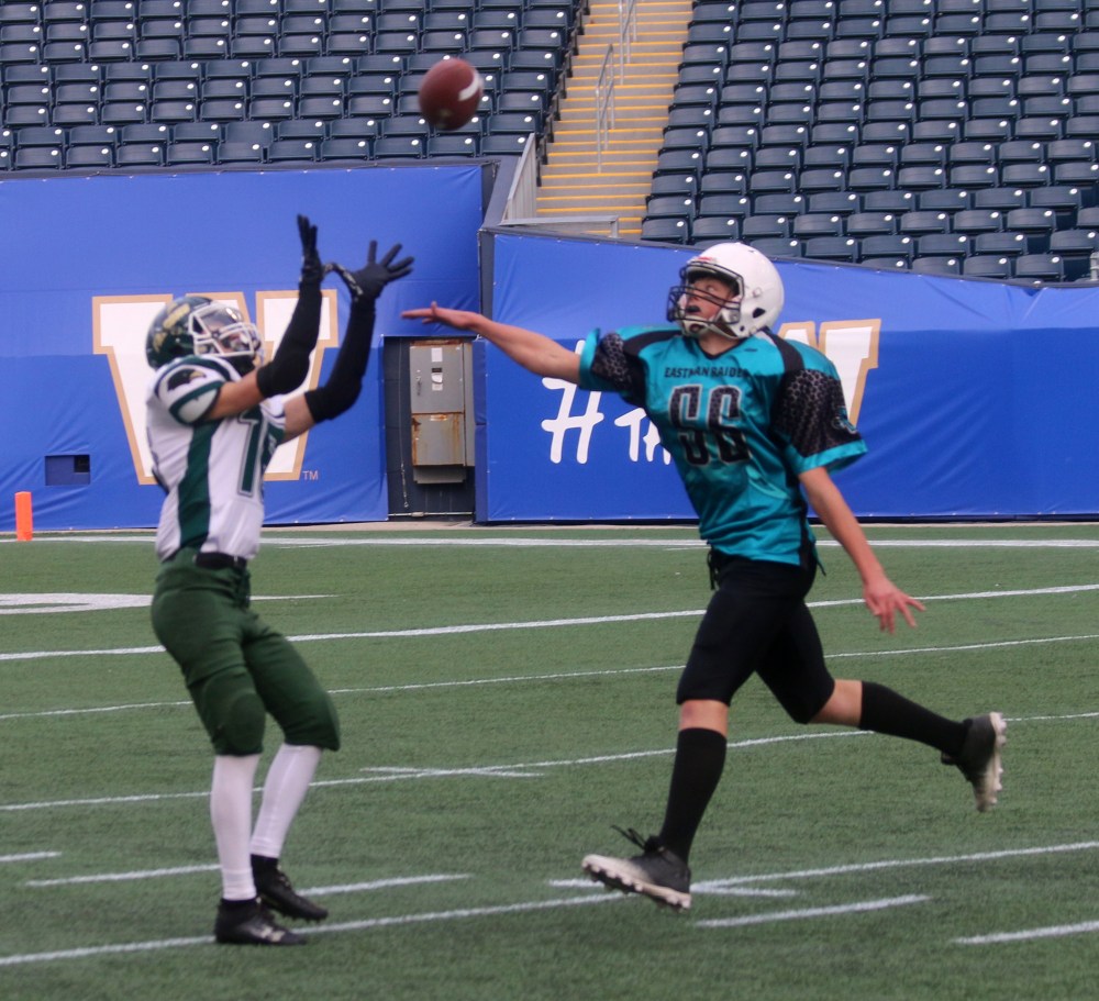 The U16 Eastman Raiders scored 12 touchdowns to win the program's first Manitoba Minor Football Association championship. (Cassidy Dankochik The Carillon)