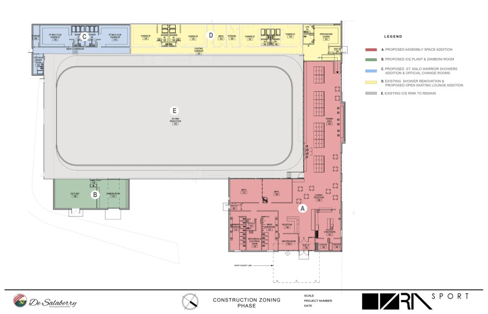 RM De Salaberry
The floor plan of St Malo's De Salaberry Recreation Facility renovations. The additional changerooms and showers have been removed until more funding can be found in an effort to keep costs below $7.8 million for now, and RM borrowing capped at $4 million.