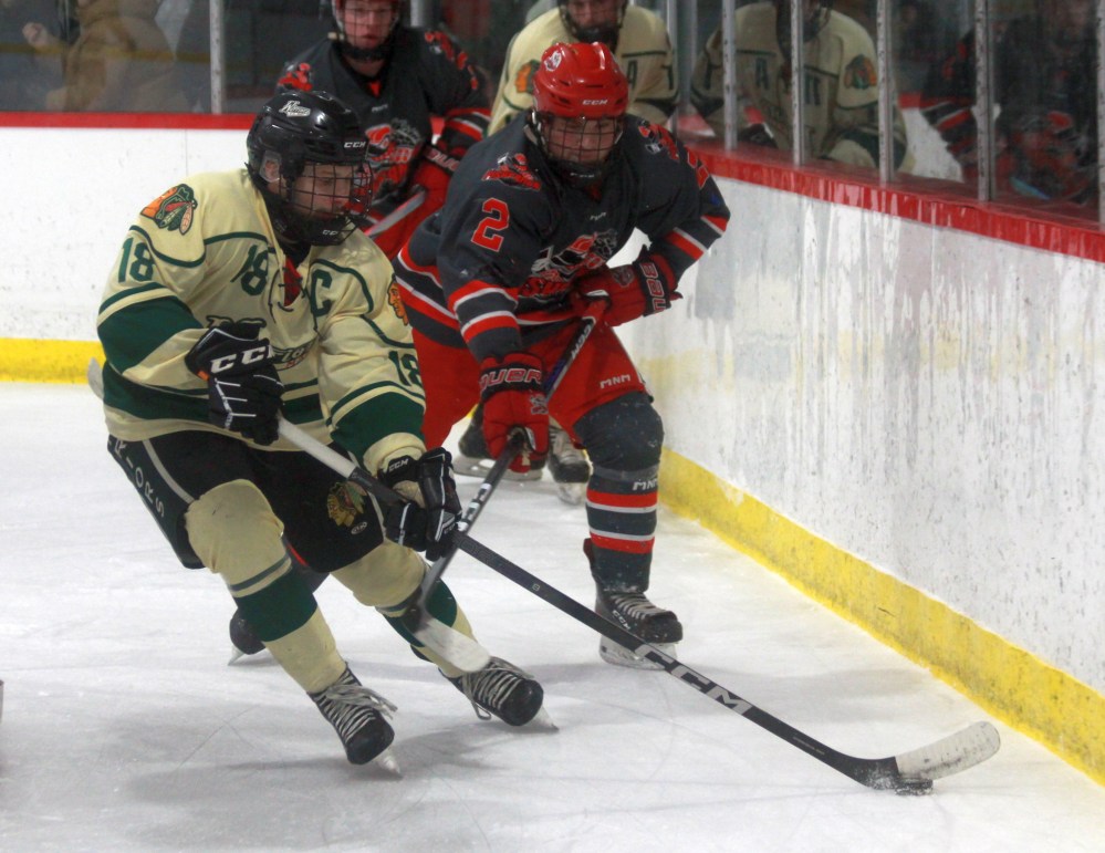 The St Malo warriors came away with a lopsided 7-1 victory over Selkirk on the afternoon they honoured defenseman Colton Magne for breaking the CRJHL's all time defenseman point record. (Cassidy Dankochik The Carillon)