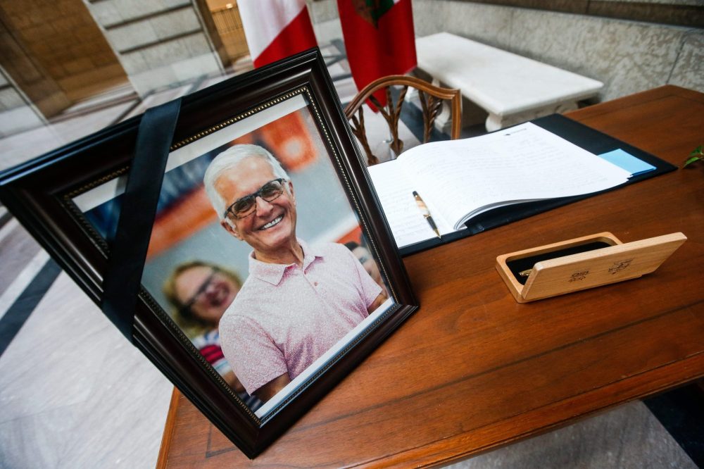 JOHN WOODS WINNIPEG FREE PRESS ARCHIVES
A book of condolences is in place to honour late education and early childhood learning minister Nello Altomare.