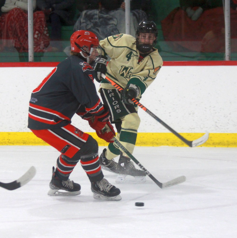 The St Malo warriors came away with a lopsided 7-1 victory over Selkirk on the afternoon they honoured defenseman Colton Magne for breaking the CRJHL's all time defenseman point record. (Cassidy Dankochik The Carillon)