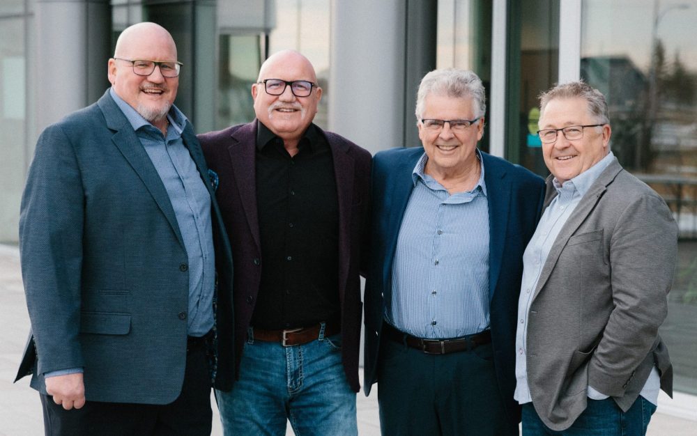 SUPPPLIED
Left, HyLife founders and Steinbach Events Group board members Claude Vielfaure, Denis Vielfaure, Don Janzen and Grant Lazaruk.