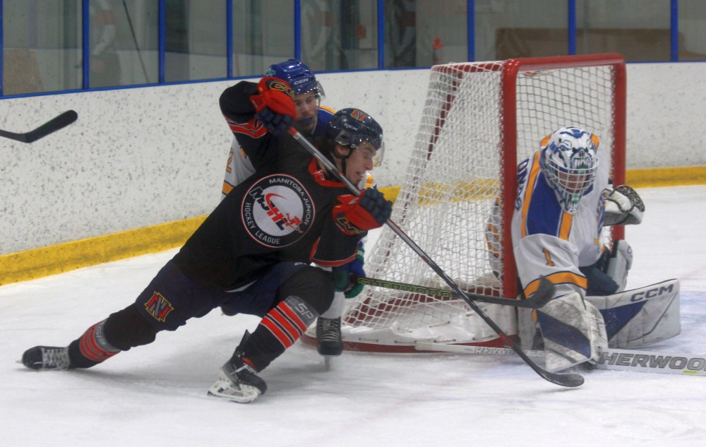 Matteo Speranza goes for a wraparound during the MJHL/SJHL showcase. (Cassidy Dankochik The Carillon)
