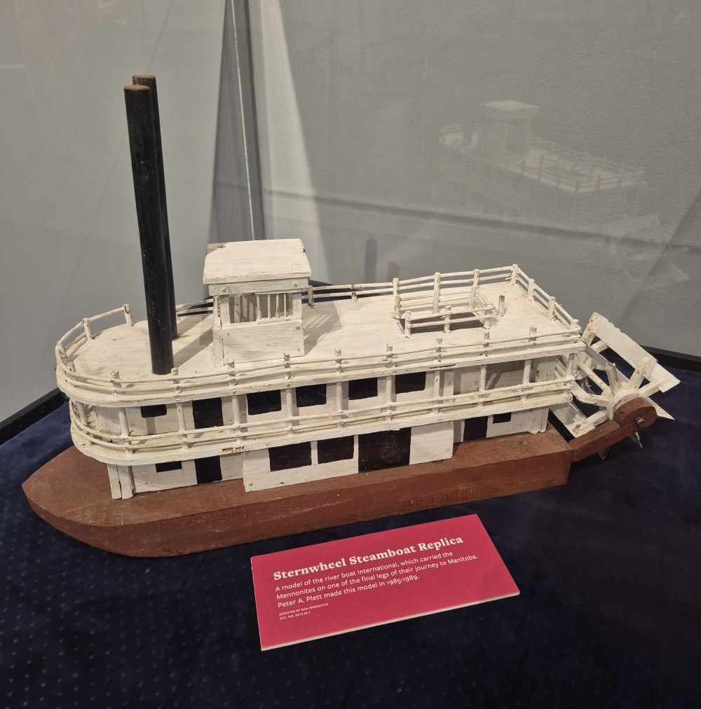 (double-click to edit)
Replica of the sternwheel steamboat International which brought the first group of Mennonites to the landing site at the Red and Rat Rivers.