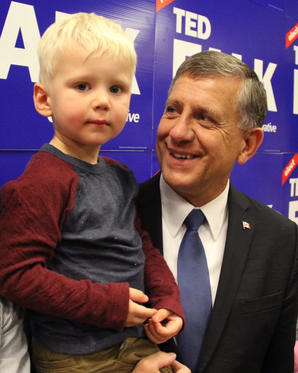 CARILLON ARCHIVES
Conservative MP Ted Falk holds grandson Lincoln Martens during a victory speech at his Steinbach office after being re-elected in Provencher in the 2015 federal election, which saw Justin Trudeau sweep into power, forming a majority government.