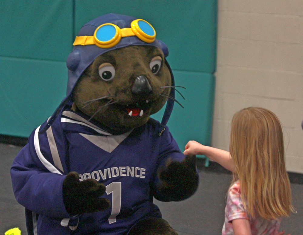 Otto the otter made his Providence debut during Junior Pilots night Jan. 25. (Cassidy Dankochik The Carillon)