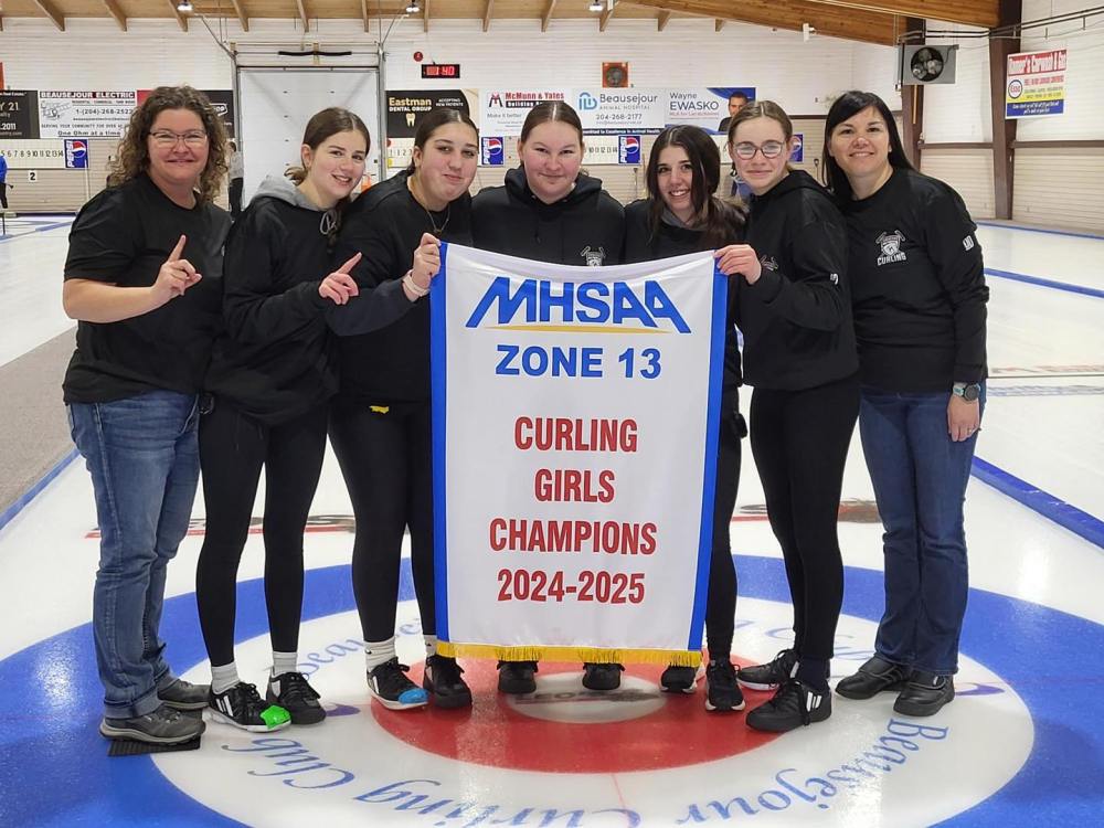 Pointe des Chenes took home the Zone 13 curling banner this year. (Pointe des Chenes Facebook)