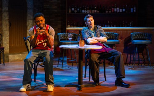 PHOTO COURTESY OF ROYAL MANITOBA THEATRE CENTRE 

Justin Fry (right) acts out a scene with Eric Miracle in the Royal Manitoba Theatre Centre production of the sports comedy King James.