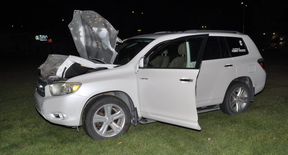 THE CARILLON ARCHIVES
Pictured is the white Toyota Highlander driven by Vieira when he crashed through Elmdale School’s fence on Oct. 16, 2023.