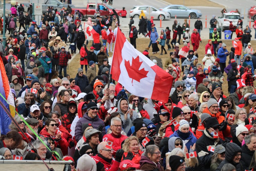 GREG VANDERMEULEN
Crowds packed the legislature lawn for the Rally for Canada.