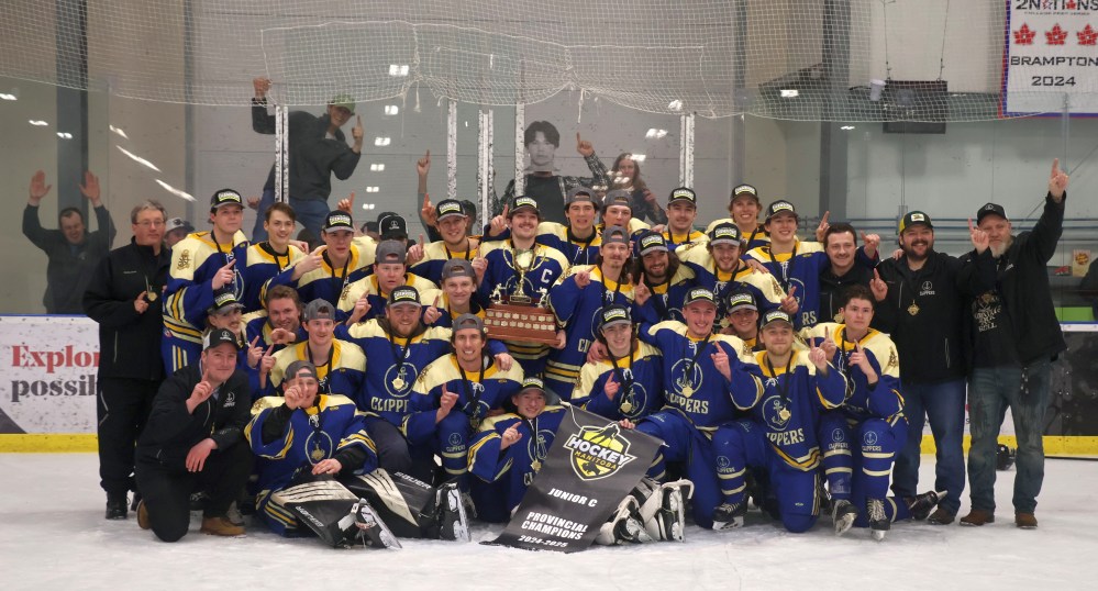 The Niverville Clippers are the 2025 HTJHL champions, defeating the Springfield Xtreme 3-2 in the best-of-seven final. (Cassidy Dankochik The Carillon)