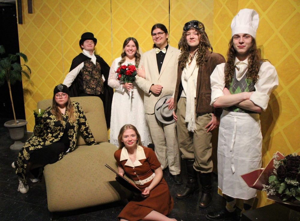 GREG VANDERMEULEN THE CARILLON
Narrator Brooke Peters sits in front of fellow actors which include from left, Melissa Falk, Adam Klassen, Kailee Wiens, Thayne Dawydiuk, Calleigh Reimer and Preston Leurquin.