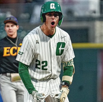 Cody Gunderson has had plenty to celebrate at UNC Charlotte, hitting at nearly a 0.390 clip while reaching base in every game this season. (Charlotte 49ers Twitter)