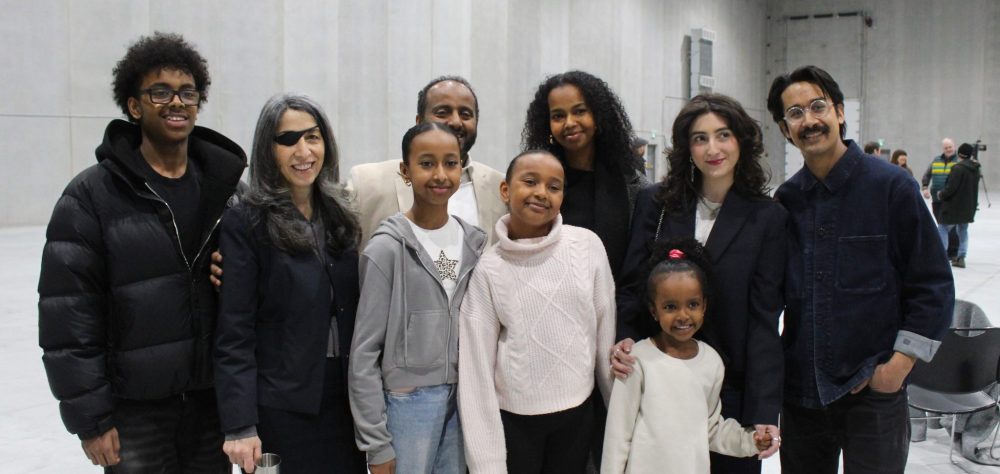 CHRIS GAREAU THE CARILLON
Julijette president Juliette Hagopian (second from left) at the ribbon cutting for Jette Studios in Niverville with the Negash family's Nabeel, Henok, Duniya, Amira, Faisa and Sanna, joined by her daughter costume designer Tess Gebel, and sound and art department/set decorator Hayden Mushinski.